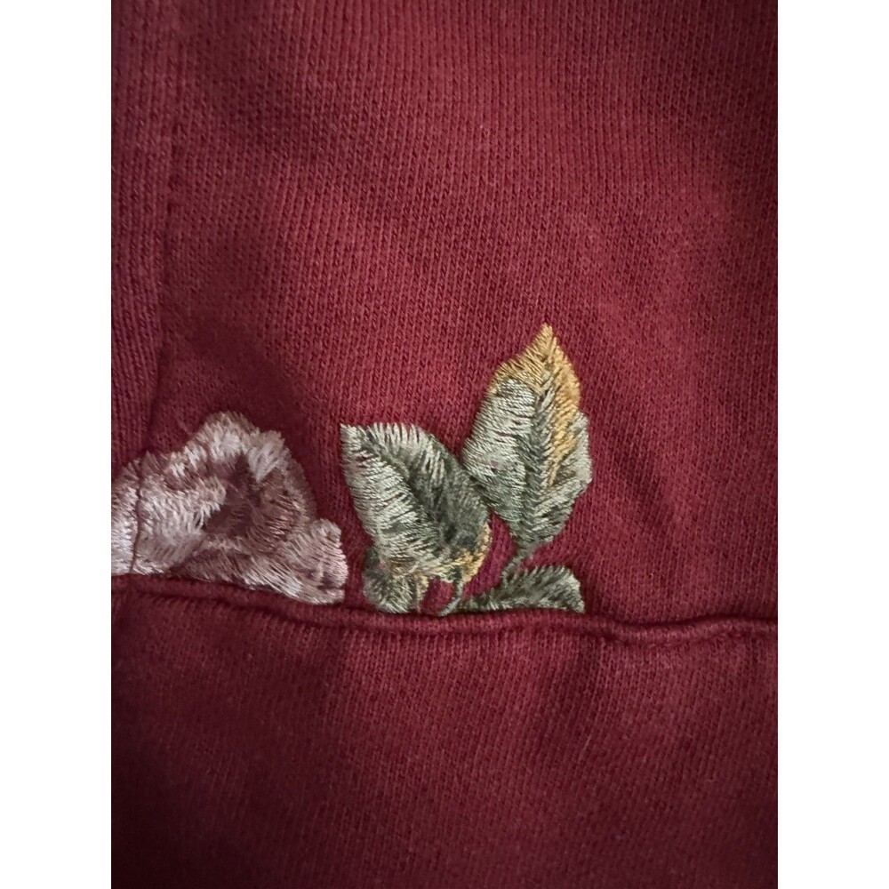 Driftwood Cranberry Size Medium Floral Embroidered Zip Up Hoodie Flaw: Zipper - Picture 2 of 7